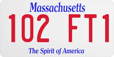 MA license plate 102FT1