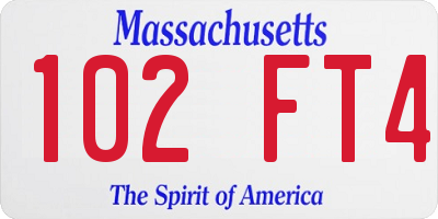 MA license plate 102FT4