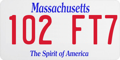 MA license plate 102FT7