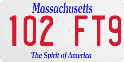 MA license plate 102FT9