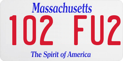 MA license plate 102FU2