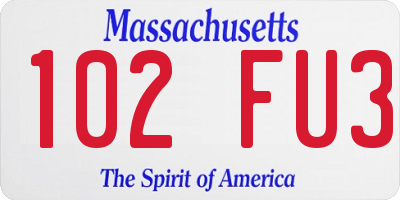 MA license plate 102FU3