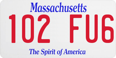 MA license plate 102FU6