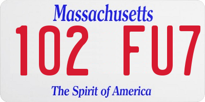 MA license plate 102FU7