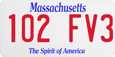 MA license plate 102FV3