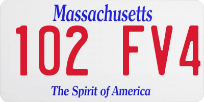 MA license plate 102FV4