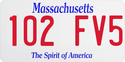 MA license plate 102FV5