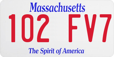 MA license plate 102FV7