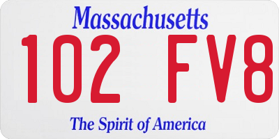 MA license plate 102FV8