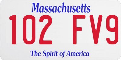 MA license plate 102FV9