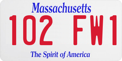 MA license plate 102FW1