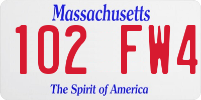 MA license plate 102FW4