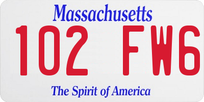 MA license plate 102FW6