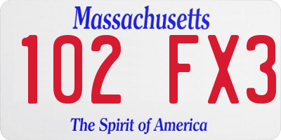 MA license plate 102FX3