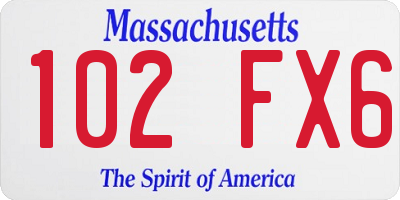 MA license plate 102FX6