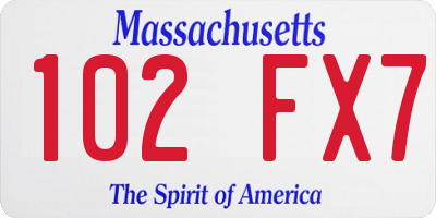 MA license plate 102FX7