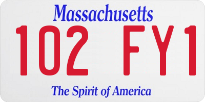 MA license plate 102FY1