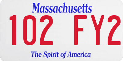 MA license plate 102FY2