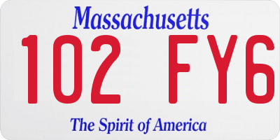 MA license plate 102FY6