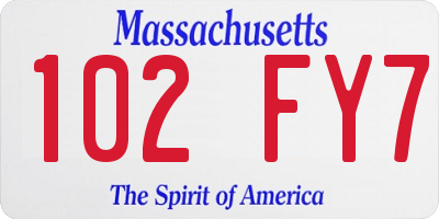 MA license plate 102FY7