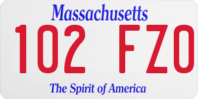 MA license plate 102FZ0