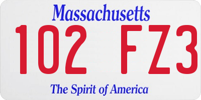 MA license plate 102FZ3