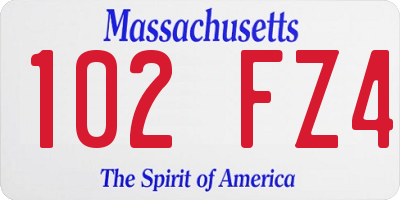 MA license plate 102FZ4