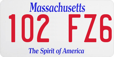 MA license plate 102FZ6