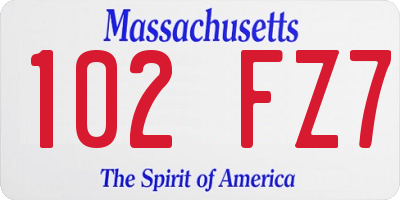 MA license plate 102FZ7