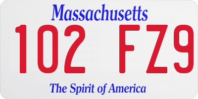 MA license plate 102FZ9