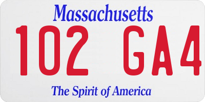 MA license plate 102GA4