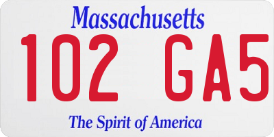 MA license plate 102GA5