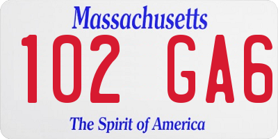 MA license plate 102GA6