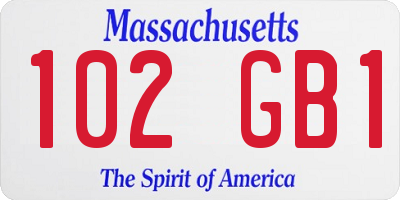 MA license plate 102GB1