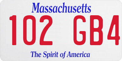 MA license plate 102GB4