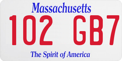 MA license plate 102GB7