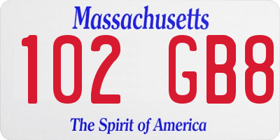 MA license plate 102GB8