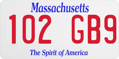 MA license plate 102GB9