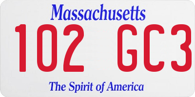 MA license plate 102GC3