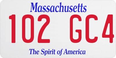 MA license plate 102GC4