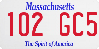 MA license plate 102GC5