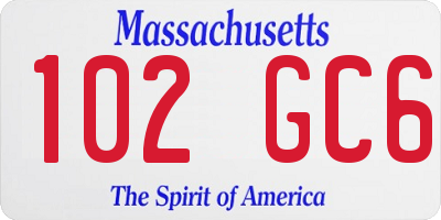 MA license plate 102GC6