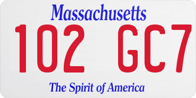 MA license plate 102GC7