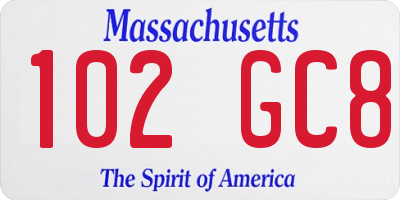 MA license plate 102GC8