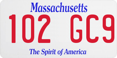 MA license plate 102GC9