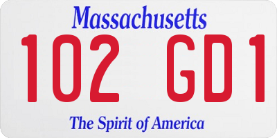 MA license plate 102GD1