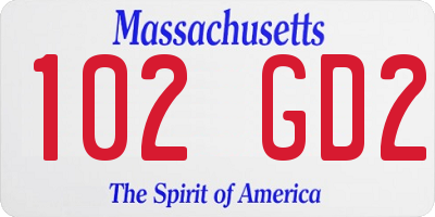 MA license plate 102GD2