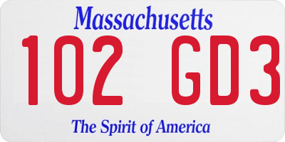 MA license plate 102GD3