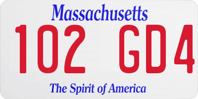 MA license plate 102GD4