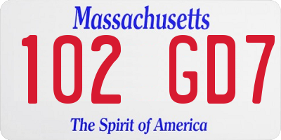 MA license plate 102GD7